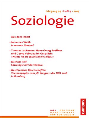 cover image of Soziologie 4.2015